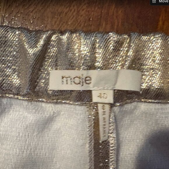 Maje Ilur Metallic High-rise Silk-blend Shorts Size 8 / FR 40 gold metallic - Picture 6 of 11